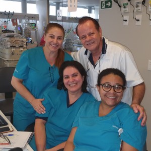 Drs. Vera, Paulo R. Margotto, Sandra Lins e Marta DR de Moura (UTI Neonatal do Hospital Santa Lúcia, em 7/3/2020)